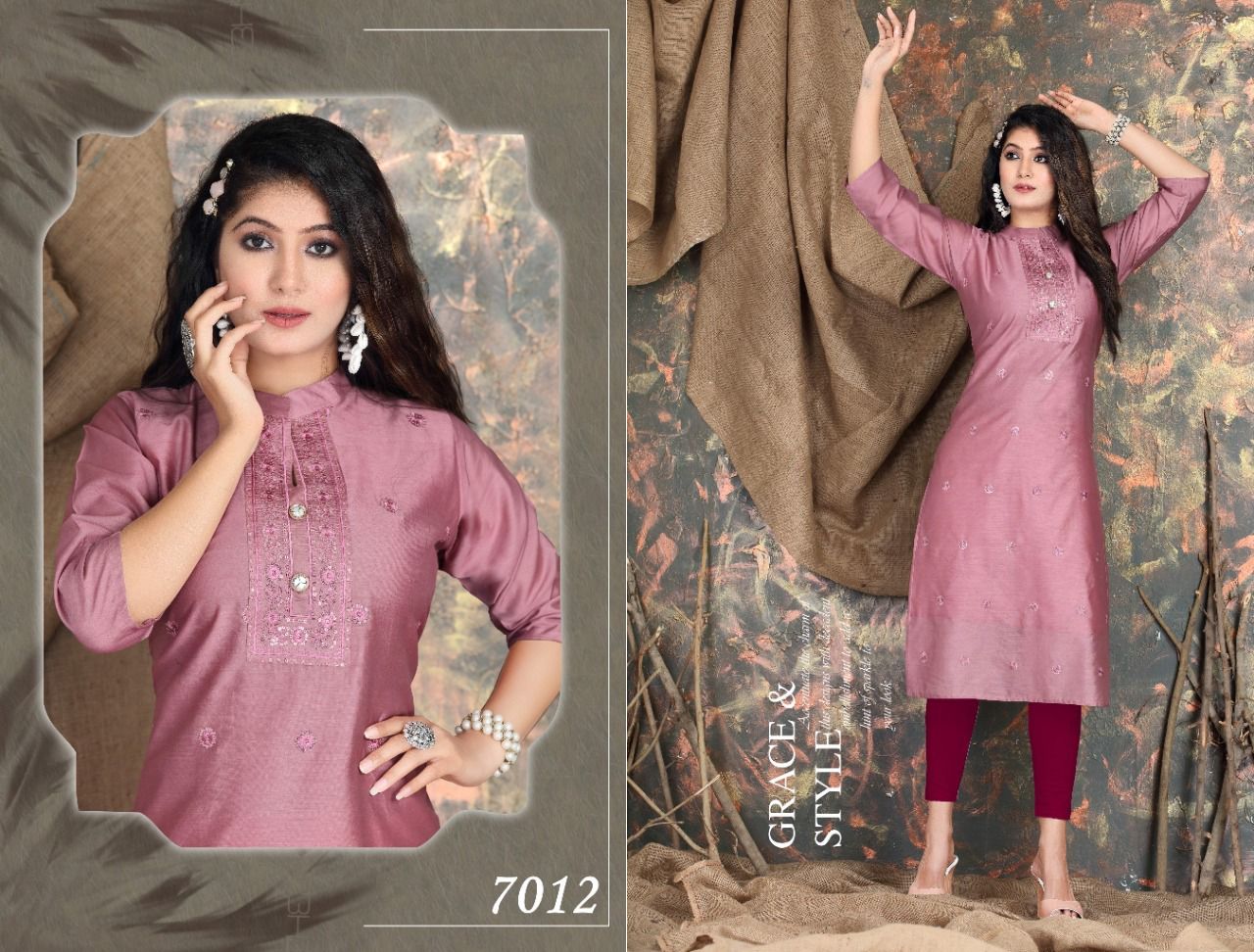 Riyaa Sillky 1 Designer New Fancy Regular Wear Chanderi Silk Kurti Collection